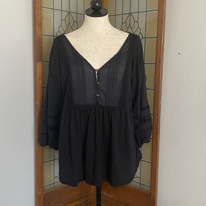 Anthropologie Black Short Sleeve Top